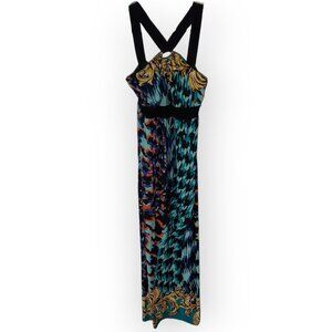 Emma & Michele Feel Pretty Maxi Dress Women Medium Halter Top Abstract Colorful